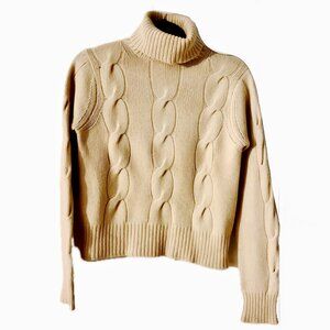Christopher Fischer 100% Cashmere Cream Cable Knit Turtleneck Sweater Women's S